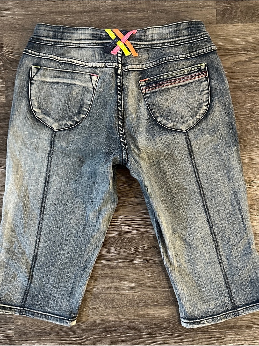 Y2K Dereon Low Rise Capri Jeans 7/8 Neon Trim Zip Hem McBling Vintage